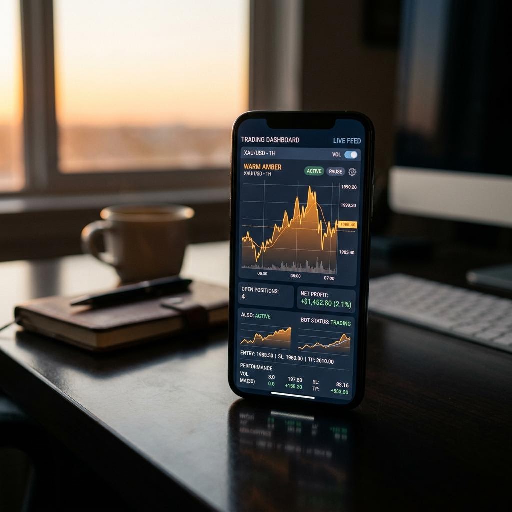 Dashboard di trading Tramo Prophiteks su smartphone